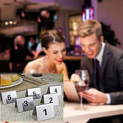 YXCNP Metal Place Cards 1-50/1-100 Stainless Steel Tent Style Restaurant Weddings Table Number Signs, Double Sided Digital/1 To 100/5 * 4Cm/1 To 100/5 * 4Cm von YXCNP