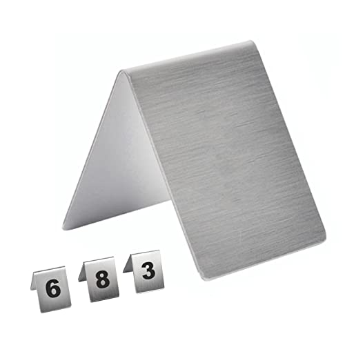YXCNP Stainless Steel Table Number Cards Set 1 To 25/50/100,Tent Style Table Number Stands/L Type/1 To 50/V Type/1 To 25 von YXCNP