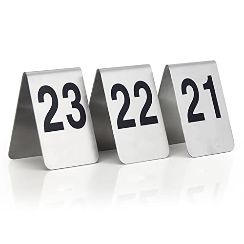 YXCNP Table Number Stainless Steel Table Signs, 1-50/100 Numbers, 6X7.5Cm/8X12Cm Restaurant Table Number Cards, Double-Side Number Tags/1 To 50/6Cm*7.5Cm/1 To 50/8Cm*12Cm von YXCNP