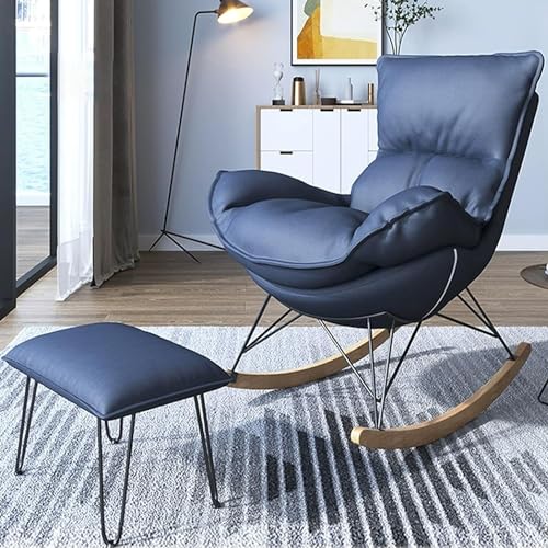 Moderner Lounge-Sessel Bequemer Schaukelstuhl Schaukelstuhl Schlafzimmer Im Innenbereich, Schwerelosigkeits-Sofastuhl Outdoor-Camping-Liegestuhl Ergonomische Stühle mit Fußschemel ( Color : Blue ) von YXCUIDP