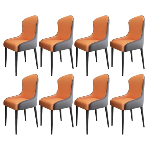 YXCUIDP Esszimmer Küchenzimmerstühle 8er-Set Wohnzimmer Sessel mit Weichem Kunstleder-Kissensitz Und Metallbeinen for Wohnzimmer, Büro, Küche, Faulenzen (Color : Orange+Dark Gray) von YXCUIDP
