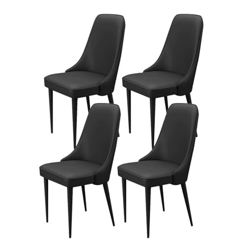 YXCUIDP Esszimmer Küchenzimmerstühle mit 4 Stück Beistellstühle Wohnzimmer mit Gepolstertem Sitz Aus Weichem Poly-Urethan-Leder Und Metallbeinen Moderne Gepolsterte Esszimmerstühle (Color : Negro) von YXCUIDP