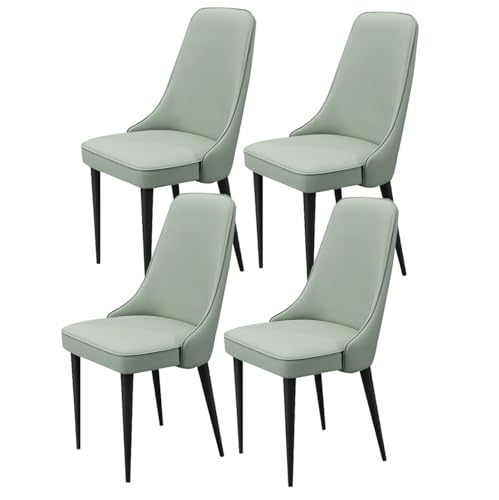 YXCUIDP Esszimmer Küchenzimmerstühle mit 4 Stück Beistellstühle Wohnzimmer mit Gepolstertem Sitz Aus Weichem Poly-Urethan-Leder Und Metallbeinen Moderne Gepolsterte Esszimmerstühle (Color : Green) von YXCUIDP