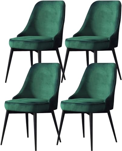 YXCUIDP Esszimmerstühle 4er-Set Küchen Und Wohnzimmerstühle mit Metallbeinen Sitz Und Rückenlehnen Samt for Büro Lounge Esszimmer Küche Schlafzimmer (Color : Green, Size : Black feet) von YXCUIDP