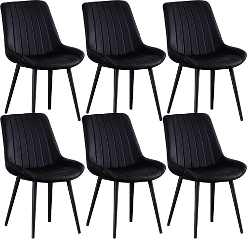 YXCUIDP Esszimmerstühle 6er-Set Küchenstühle mit PU-Kissen-Rückenlehne Moderne Wohnzimmer-Beistellstühle Mitte Jahrhunderts mit Metallbeinen (Color : Negro, Size : Black Gold feet) von YXCUIDP