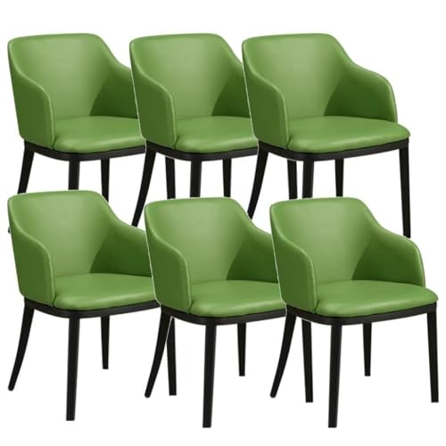 YXCUIDP Esszimmerstühle 6er-Set Metall-Eisenbeine Wohnzimmer Küche Empfangsstuhl Mattierter Leder-Theken-Lounge-Freizeitsessel (Color : Green, Size : One Size) von YXCUIDP