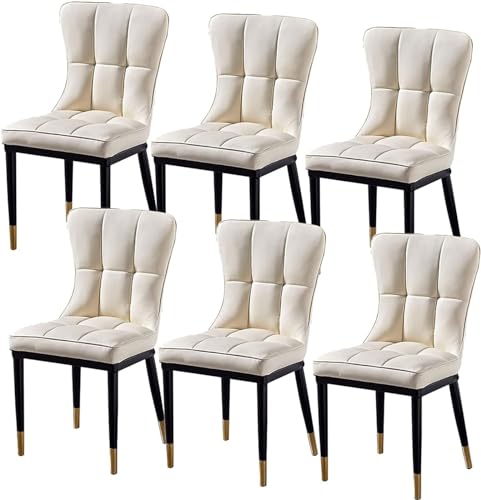 YXCUIDP Esszimmerstühle 6er-Set Moderne Küchen Und Wohnzimmer-Beistellstühle mit PU-gepolsterter Rückenlehne Und Metallbeinen Küchen- Und Wohnzimmer-Lounge-Thekenstühle (Color : Milky White) von YXCUIDP