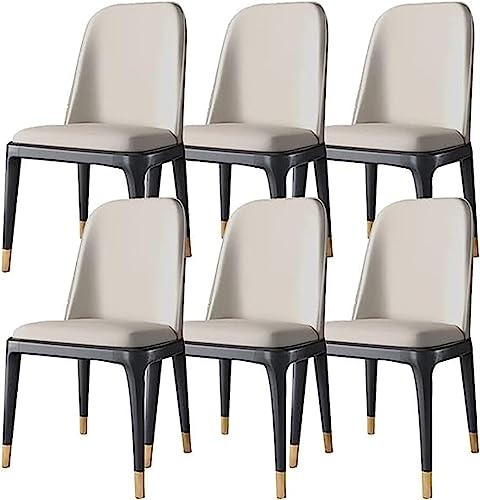 YXCUIDP Esszimmerstühle 6er-Set Moderne Küchenstühle PU-Leder Beine Aus Kohlenstoffstahl Und Metallbeine Wohnzimmer-Beistellstuhl Stühle Mit Komfort-Akzent (Color : Creamy White, Size : Black Gold f von YXCUIDP