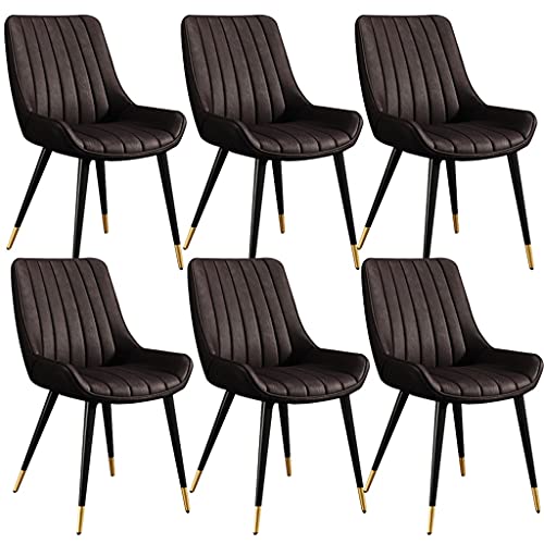 YXCUIDP Esszimmerstühle 6er-Set Moderne Wohnzimmerstühle mit Weichem PU-Lederbezug Kissensitz Und Metallbeinen Küchen-Wohnzimmer-Lounge-Thekenstühle (Color : Brown, Size : Black Gold feet) von YXCUIDP