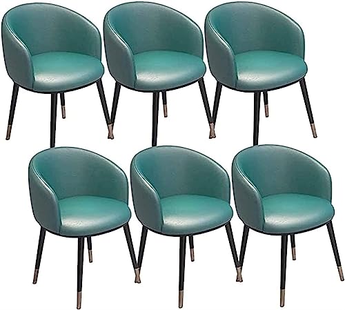 YXCUIDP Esszimmerstühle 6er-Set Vintage-Sessel PU-Ledersitz Mit U-förmiger Rückenlehne Metallbeine Küchenstühle Wohnzimmer-Lounge-Thekenstühle (Color : Cyan) von YXCUIDP