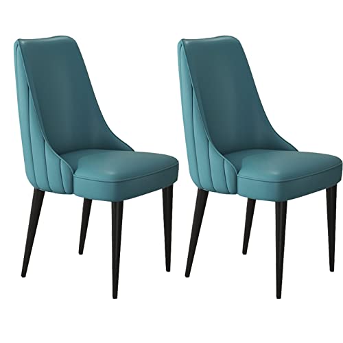 YXCUIDP Esszimmerstühle Aus Kunstleder 2er-Set Wasserfester Leder-Beistellstuhl Mit Beinen Aus Kohlenstoffstahl Küchen-Wohnzimmer-Lounge-Thekenstühle (Color : Lake Blue) von YXCUIDP