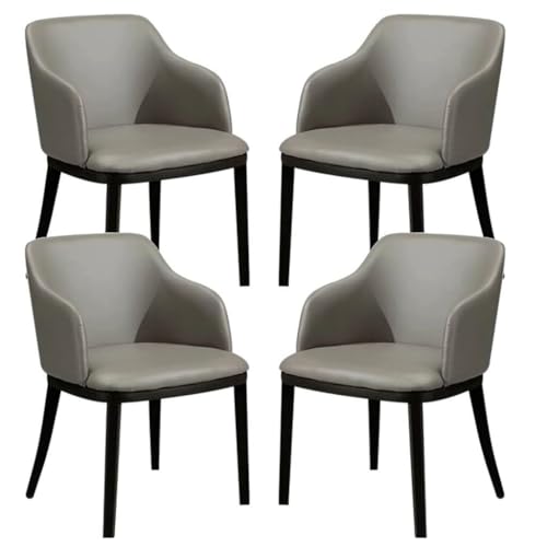 YXCUIDP Esszimmerstühle Kunstleder 4er-Set Metall-Eisenbeine, Küchen-Empfangsstuhl Theken-Lounge-Freizeitsessel (Color : Grey) von YXCUIDP