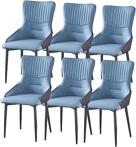 YXCUIDP Esszimmerstühle PU-Leder 6er-Set Moderne Gepolsterte Wohnzimmerstühle Mit Weicher Sitzfläche Und Beinen Aus Karbonstahl Büro-Loungesessel (Color : Blue) von YXCUIDP