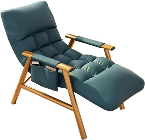 YXCUIDP Freizeit Wohnzimmerstuhl Bequemer Liegestuhl Schlafzimmer Gepolsterter Akzentstuhl Moderner Sessel mit Stahlrahmen Einzelsofa Lesen Lounge-Balkon (Color : Ruby Blue) von YXCUIDP