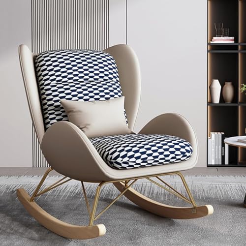 YXCUIDP Indoor Glider Rocker Chair Akzent-Schaukelstühle Gepolsterter Wohnzimmerstuhl Sofastuhl Bequemer Liegestuhl (Color : Beige) von YXCUIDP