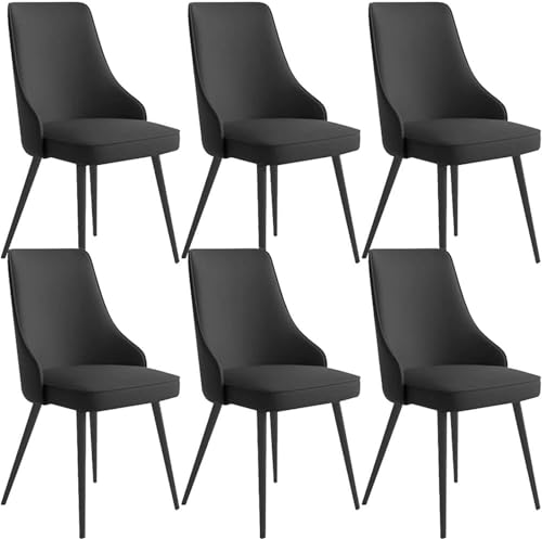 YXCUIDP Küchen Esszimmermöbel Stühle 6er-Set Wohnzimmer-Beistellstühle wasserdichte PU-Leder-Küchenstühle mit Metallbeinen Küchen-Wohnzimmer-Lounge-Thekenstühle (Color : Yellow, Size : Black feet) von YXCUIDP