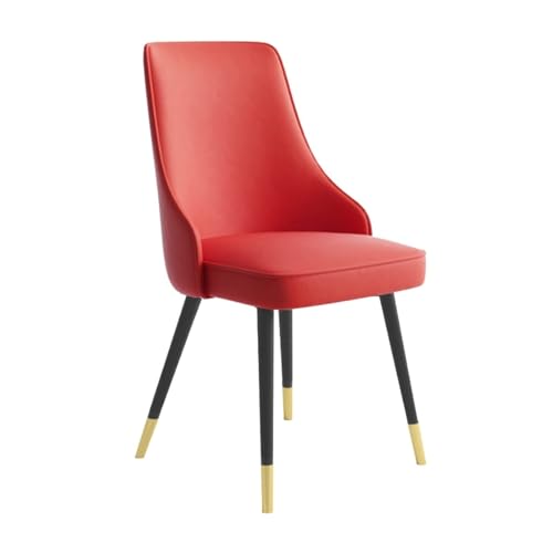 YXCUIDP Küchen-Esszimmerstühle Wasserfeste Wohnzimmer-Beistellstühle PU-Leder mit Metallbeinen, Küchen-Lounge-Thekenstühle (Color : Red, Size : Black Gold Feet) von YXCUIDP