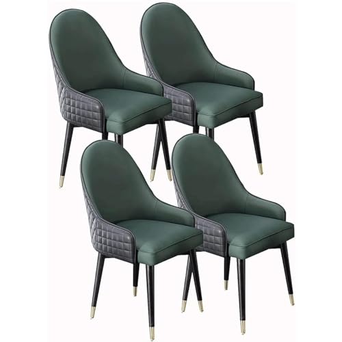 YXCUIDP Küchenstühle 4er-Set Wohnzimmer-Esszimmerstuhl Gepolsterte Beistellstühle mit Weichem Sitz Und Hoher Rückenlehne, Loungesessel Aus Künstlichem Mikrofaserleder (Color : Dark-Green) von YXCUIDP
