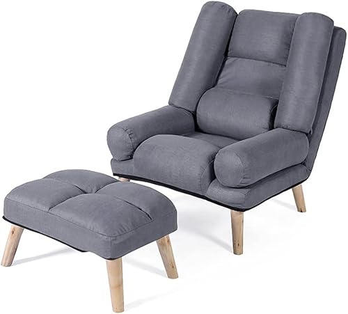 YXCUIDP Liegestuhl Verstellbarer Sessel Wohnzimmer-Akzentstühle Ergonomischer Bürostuhl Schlafsaal Schlafzimmer Sofastuhl for Ältere Menschen Mit Fußstütze (Color : Gray a) von YXCUIDP
