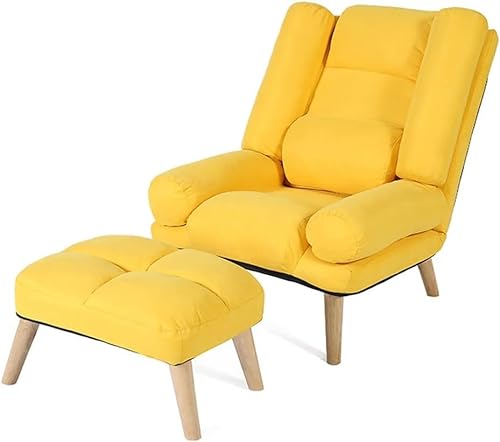 YXCUIDP Liegestuhl Verstellbarer Sessel Wohnzimmer-Akzentstühle Ergonomischer Bürostuhl Schlafsaal Schlafzimmer Sofastuhl for Ältere Menschen Mit Fußstütze (Color : Yellow) von YXCUIDP