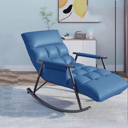 YXCUIDP Loungesessel Liegesessel for Wohnzimmer Schlafzimmer Beistellstühle Bequemer Akzentstuhl Moderner Schaukelstuhl Mit Seitentaschen for Erwachsene (Color : Blue) von YXCUIDP