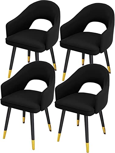 YXCUIDP Moderne Esszimmerstühle 4er-Set Wasserfeste Küchenstühle PU-Leder Mit Beinen Kohlenstoffstahl Moderne Gepolsterte Weiche Sitzmöbel Mit Hoher Rückenlehne (Color : Negro) von YXCUIDP