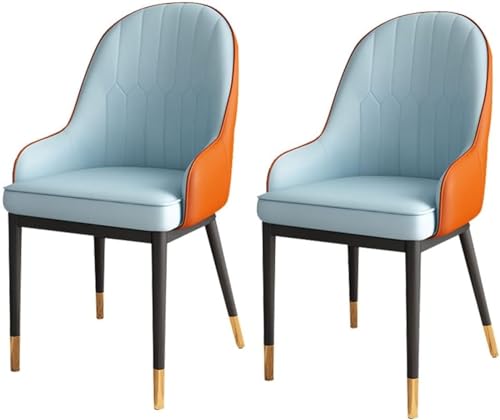 YXCUIDP Moderne Esszimmerstühle mit Weicher Rückenlehne Und Hoher Rückenlehne 2er-Set Wohnzimmerstühle Wasserfestem Leder mit Metallbeinen Küchen-Loungestühle (Color : A) von YXCUIDP