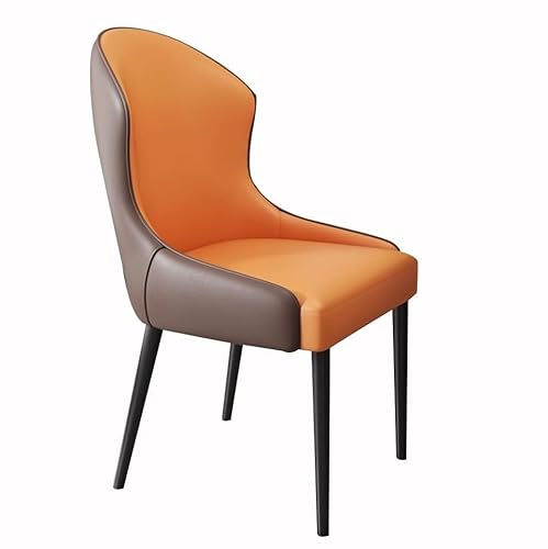 YXCUIDP Moderne Küchen-Esszimmerstühle Verschleißfester Kunstleder-Schlafzimmersofastuhl Wohnzimmersessel Stabile Metallbeine, Lounge-Thekenstühle (Color : Orange+Brown, Size : Black Leg) von YXCUIDP