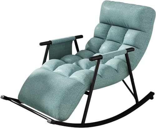 YXCUIDP Moderner Schaukelstuhl Lounge-Sofa-Sessel mit Seitentaschen, Liegestuhl for Erwachsene, Liege- Oder Schlafstuhl, Gleitstuhl for Wohnzimmer/Schlafzimmer (Color : Blue B) von YXCUIDP