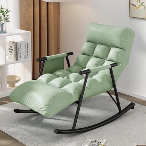 YXCUIDP Moderner Schaukelstuhl Lounge-Sofa-Sessel mit Seitentaschen, Liegestuhl for Erwachsene, Liege- Oder Schlafstuhl, Gleitstuhl for Wohnzimmer/Schlafzimmer (Color : Green A) von YXCUIDP