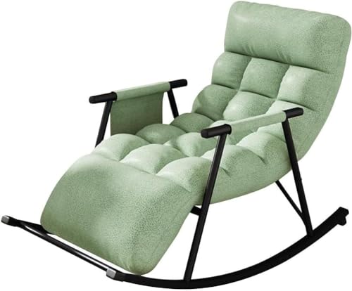 YXCUIDP Moderner Schaukelstuhl Lounge-Sofa-Sessel mit Seitentaschen, Liegestuhl for Erwachsene, Liege- Oder Schlafstuhl, Gleitstuhl for Wohnzimmer/Schlafzimmer (Color : Green B) von YXCUIDP