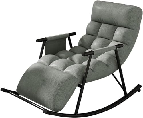 YXCUIDP Moderner Schaukelstuhl Lounge-Sofa-Sessel mit Seitentaschen, Liegestuhl for Erwachsene, Liege- Oder Schlafstuhl, Gleitstuhl for Wohnzimmer/Schlafzimmer (Color : Light Grey B) von YXCUIDP