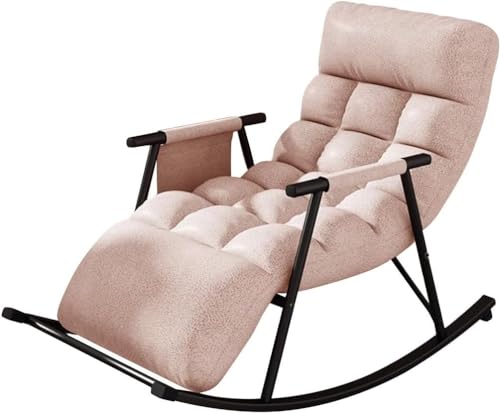 YXCUIDP Moderner Schaukelstuhl Lounge-Sofa-Sessel mit Seitentaschen, Liegestuhl for Erwachsene, Liege- Oder Schlafstuhl, Gleitstuhl for Wohnzimmer/Schlafzimmer (Color : Pink B) von YXCUIDP
