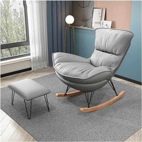 YXCUIDP Moderner Schaukelstuhl mit Ottomane Gepolstert,Sessel Mit Fußstütze, Schaukelstuhl for Wohnzimmer/Schlafzimmer, Bequemer Beistellstuhl (Color : Grey) von YXCUIDP