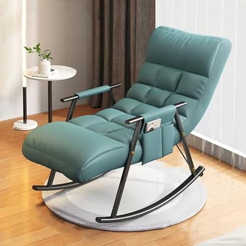 YXCUIDP Schaukelstuhl Accent Glider Lounge Chair Sessel Wohnzimmer Schlafzimmer Beistellstühle Rückenlehne 5 Positionen Und Weich Gepolstertes Kissen (Color : Sea Blue A) von YXCUIDP