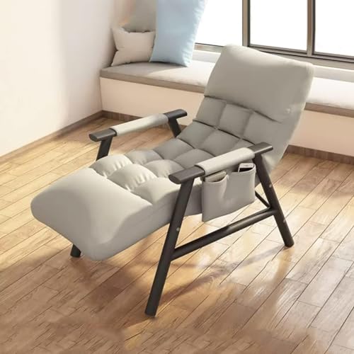 YXCUIDP Sessel Wohnzimmerstuhl Freizeit-Lazy-Stuhl Einzelsofa Schlafsessel Moderner Akzentstuhl mit Seitentasche, Verstellbare Rückenlehne (Color : Light Grey) von YXCUIDP