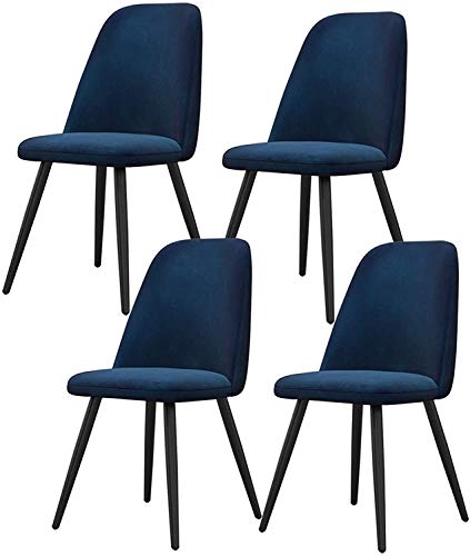 YXCUIDP Set Mit 4 Küchen-Esszimmerstühlen Empfangsstuhl Aus Weichem Samt Wohnzimmer-Wohnzimmerstuhl Mit Starken Schwarzen Metallbeinen (Color : Blue) von YXCUIDP