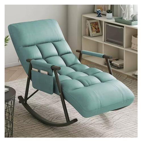 YXCUIDP Wohnzimmer-Schlafzimmer-Liegestuhl,Glider-Rocker-Schaukelstühle,Moderner Sessel, Bequemer Lounge-Beistellstuhl Mit Hoher Rückenlehne (Color : Blue) von YXCUIDP
