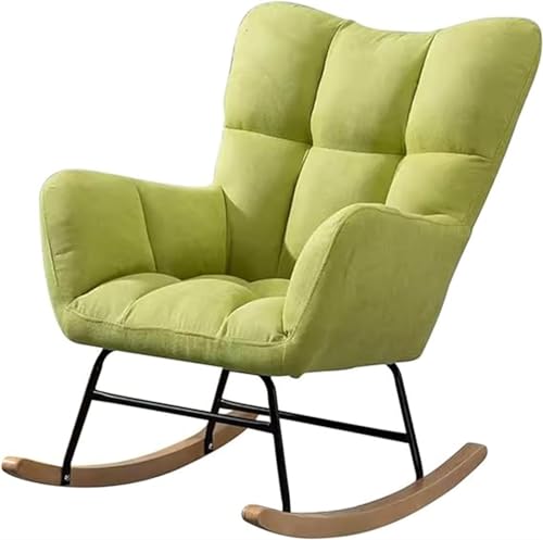 YXCUIDP Wohnzimmer-Seitenschaukelstuhl mit Hoher Rückenlehne, Bequemer, Gepolsterter Stuhl Mit Holzgestell Und Rückenstütze (Color : Fruit Green) von YXCUIDP