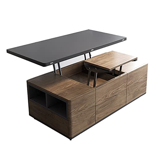 YXDFG Lift-Top-Couchtisch,Mit Geheimfach Und Verstellbarem Ablageboden,Holz Lift Top Couchtisch,Mit 360° Feststellbarem Schwenkrad,Für Wohnzimmer, Büro von YXDFG