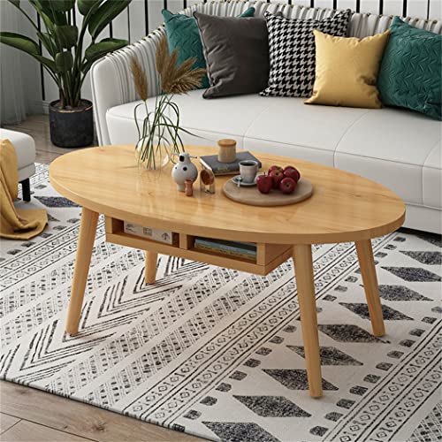 YXDFG Ovaler Couchtisch,Nordic Apartment Holz Beistelltisch,Kreativer Couchtisch Mit Offenen Schubladen,Einfaches Design Möbel Teetisch Akzent Beistelltisch Sofatisch,Wood,120×60×43cm von YXDFG