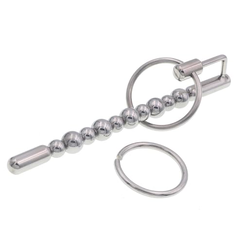 YXFHHY Edelstahl Harnröhren Dilator Penisplug Urethra Plug Massage Stick Lang Penis Plug Dilator Mit 2 Penisringe Männliche Masturbation Sexspielzeug Sm Extrem Geräte Massage Stick Ziehen Perlen von YXFHHY