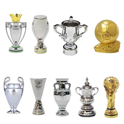 YXFHYMM Mini Fußball Meisterschafts Trophäen Set Metall Modell Simulation Fußballliga Trophäe Modelle Fan Sammlung Sport Erinnerungsstücke Schreibtisch Ornamente Kreative Geschenke,A,9pc von YXFHYMM