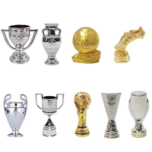 YXFHYMM Mini Fußball Meisterschafts Trophäen Set Metall Modell Simulation Fußballliga Trophäe Modelle Fan Sammlung Sport Erinnerungsstücke Schreibtisch Ornamente Kreative Geschenke,C,9pc von YXFHYMM