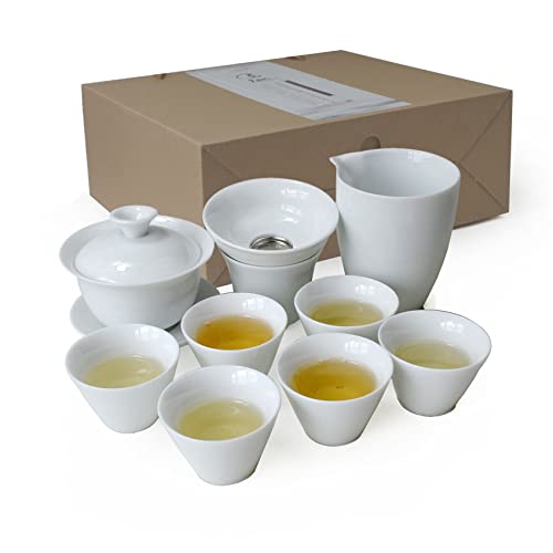 Gaiwan Teetasse Chinesisches Gongfu-Tee-Set, hohe weiße Porzellan-Keramik-Geschenkbox (Douli-Tasse) von YXHUPOT