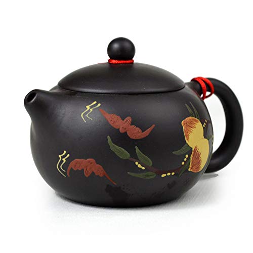 Teekanne, 193 ml, chinesischer echter schwarzer Ton, Xishi-Töpfe, lange Lebensdauer, Geburtstagswünsche (Black ST) von YXHUPOT