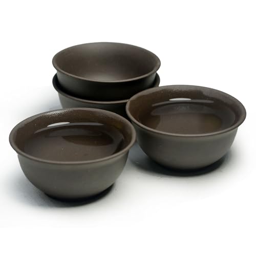 Teetasse 4 Stück chinesische Yixing Ton echte schwarze Heijingang Gongfu Teetassen kleine (4 kleine Tassen 50 ml) von YXHUPOT