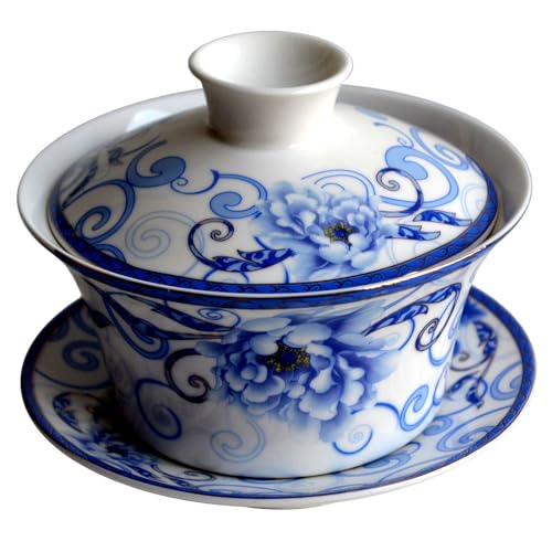 YXHUPOT Gaiwan Chinesischer Gongfu Tee 294 ml Sancai Teetasse Tablett Tasse Schüssel Untertasse Deckel (300 ml) von YXHUPOT