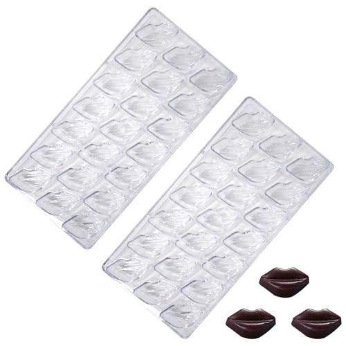 YXHZVON 2 PCS Transparent DIY Schokoladenformen, Wiederverwendbare Lippen Süßigkeitenform， Pralinenform Backform Backzubehör aus Polycarbonat für Hochzeits oder Geburtstagskuchen DIY von YXHZVON