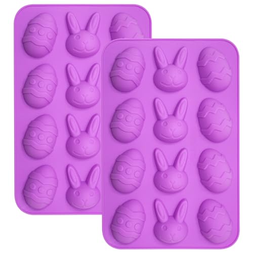 YXHZVON 2 Stück Ostern Silikon Schokoladenformen, Osterei Backformen Silikon, 18 Hohlräume Ostereier und Hasen Silikonformen für DIY Schokolade Süßigkeiten Gelee von YXHZVON